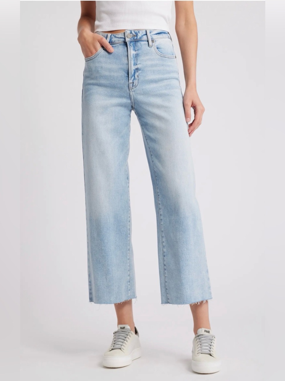 Hidden Jeans Clean High-Rise Wide Leg Crop Medium Wash Size 27
